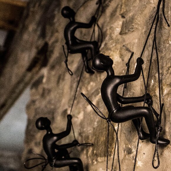 Climbing Man Home Decor Classic Wall-Art Sculpture | 4-Piece | Black - Picture 3 of 5